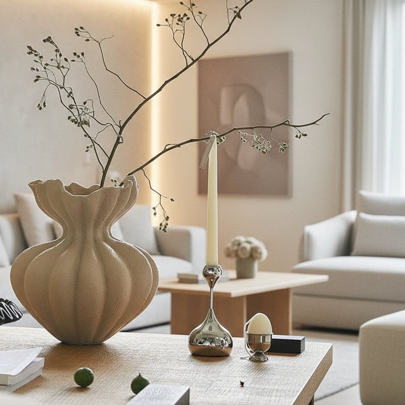 Serene Pleat Vaas – Ivoorwit