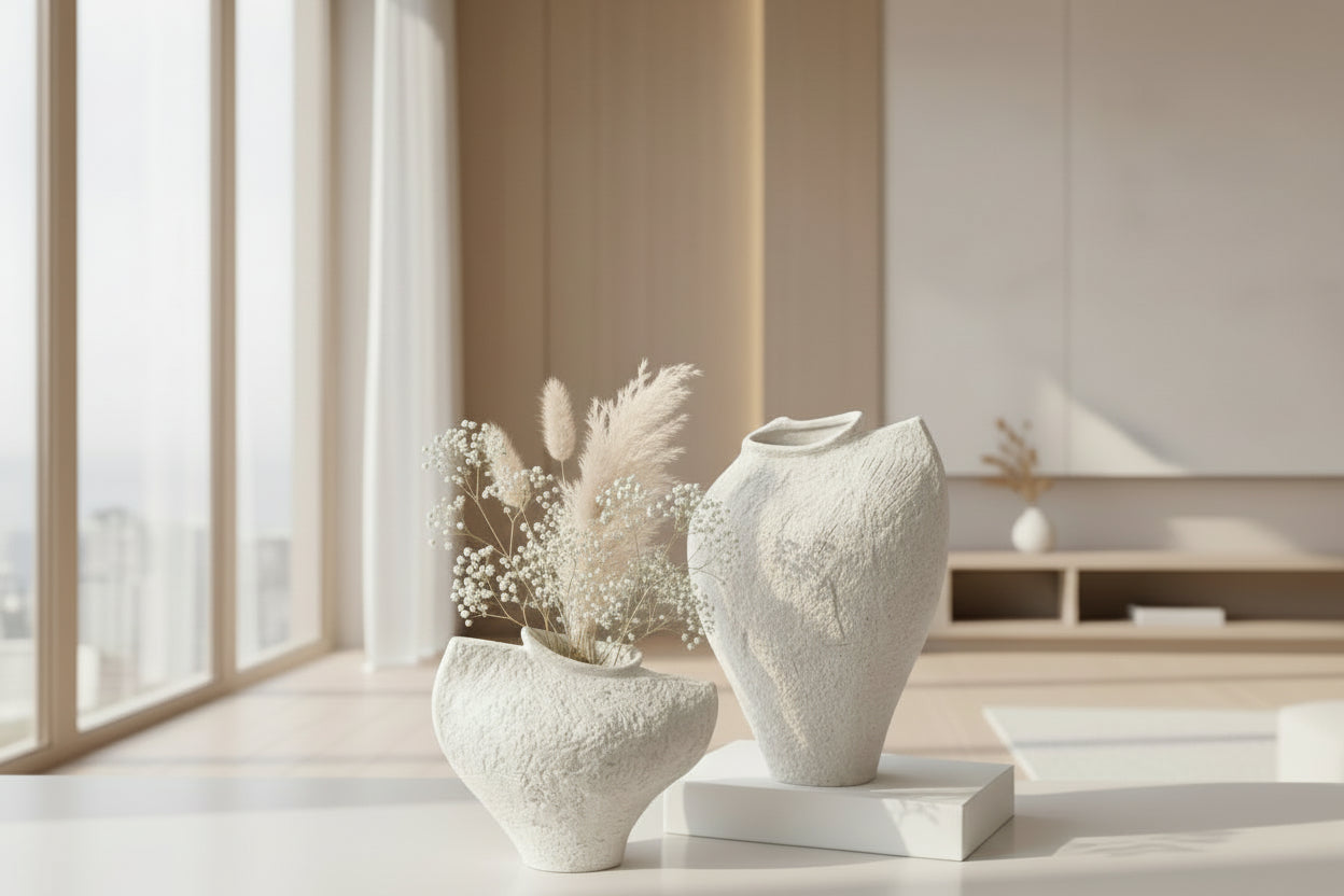Soft Surface Vase Set - Krijtwit & Beige
